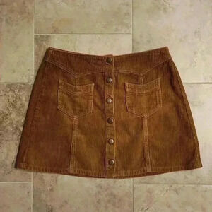 Kendall and Kylie Corduroy Buttoned Mini Skirt
